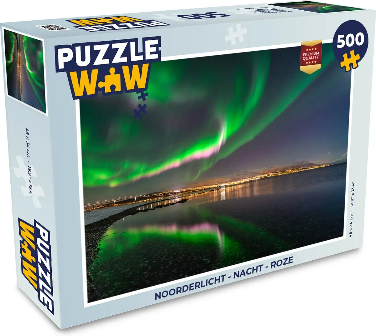 PuzzleWow Noorderlicht Nacht Legpuzzel 500 Stuks