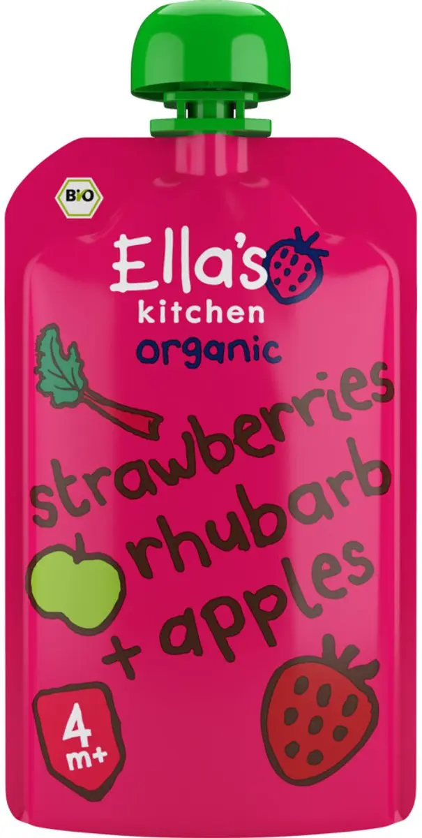 Ella’s Kitchen Biologisch Knijpfruit Aardbei Rabarber Appel 120g