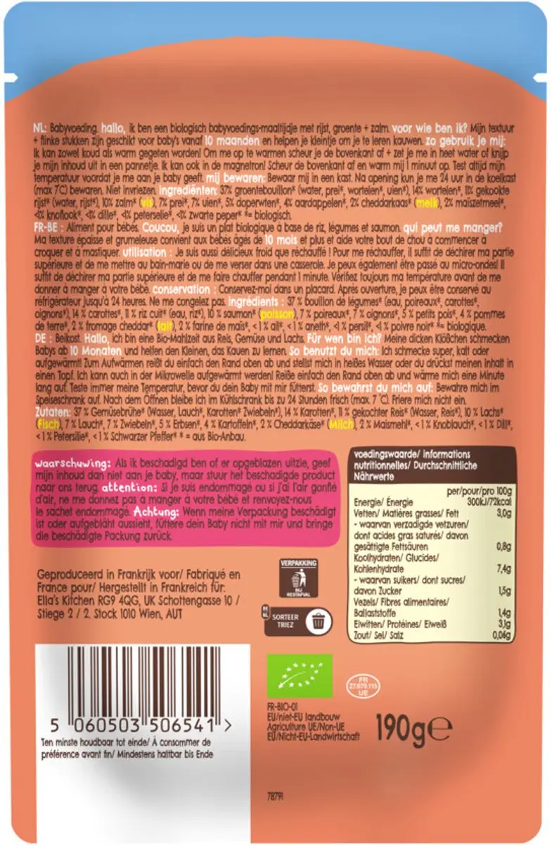 Ella’s Kitchen Biologisch Risotto met Zalm 190g