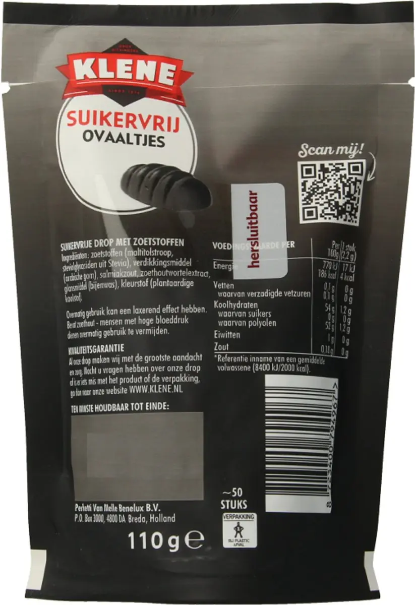 Klene Zoute Ovaaltjes Suikervrij 110g - 50 Stuks - afbeelding 2 van 3