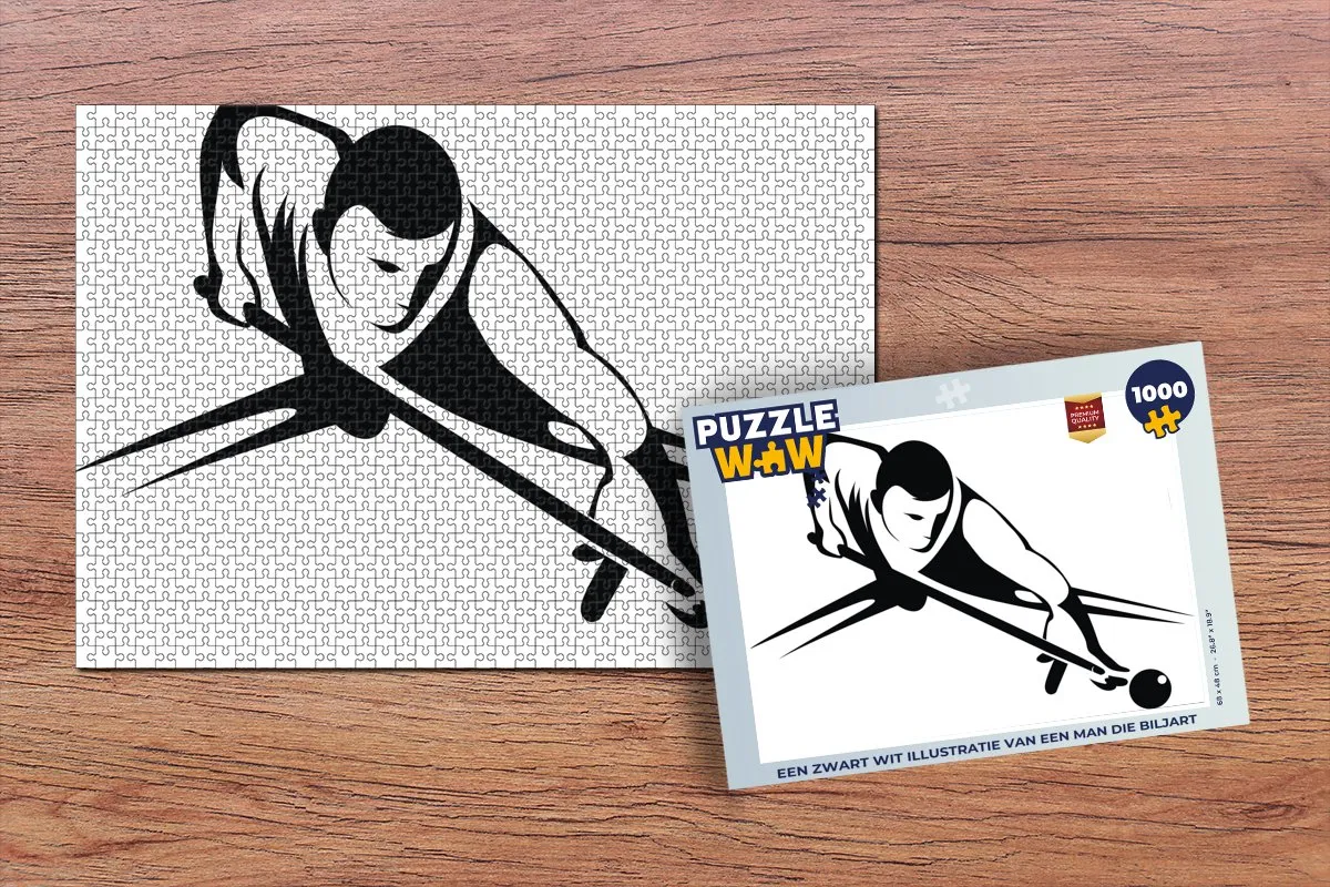 PuzzleWow Legpuzzel Biljart Man - 1000 Stuks Multicolor
