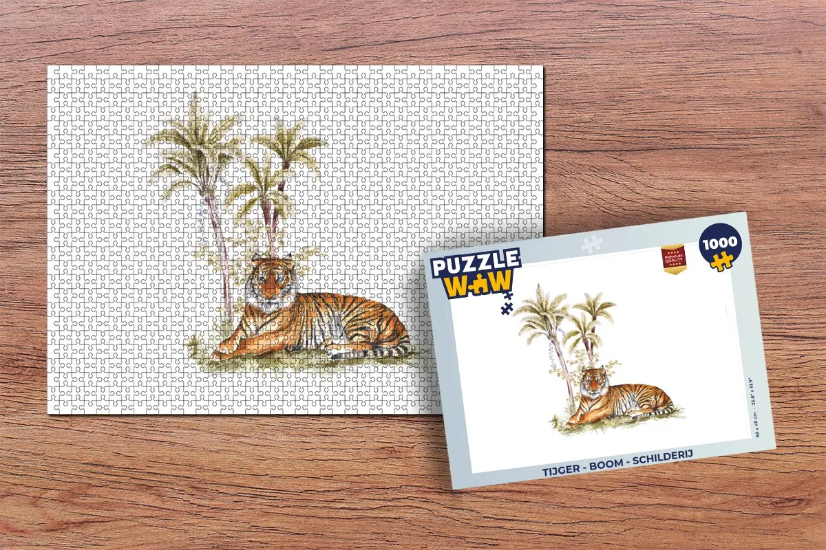 PuzzleWow Tijger Boom Schilderij Legpuzzel 1000 Stuks - Multicolor