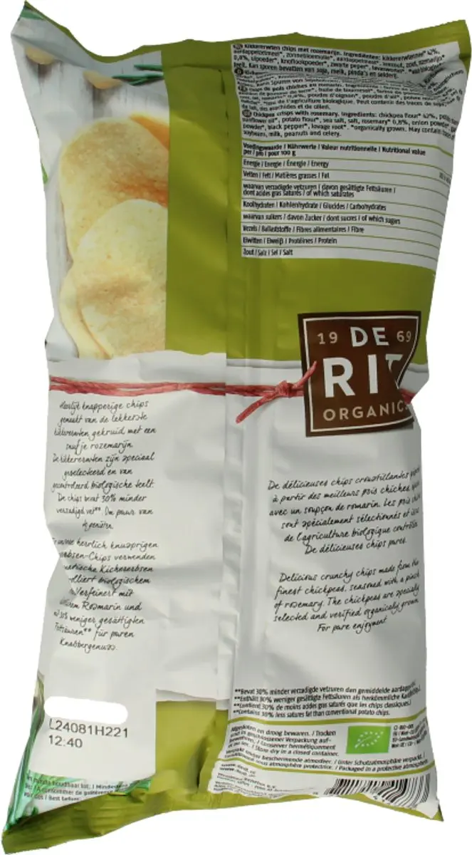 DE RIT Kikkererwtenchips Rozemarijn Bio 75g - afbeelding 2 van 3