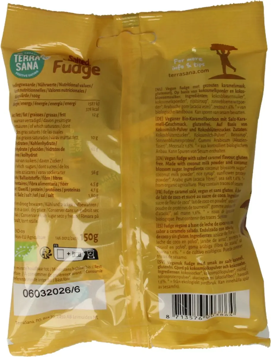 Terrasana Fudge Karamel Zeezout Bio 150g