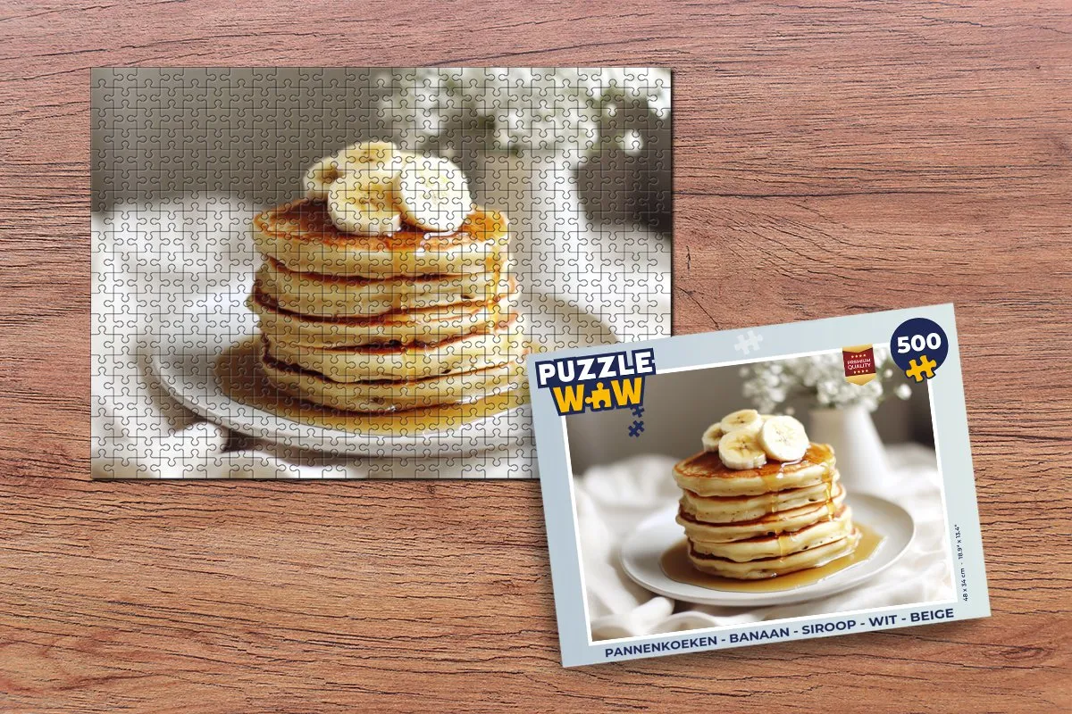 PuzzleWow Pannenkoeken Legpuzzel 500 Stuks - Beige