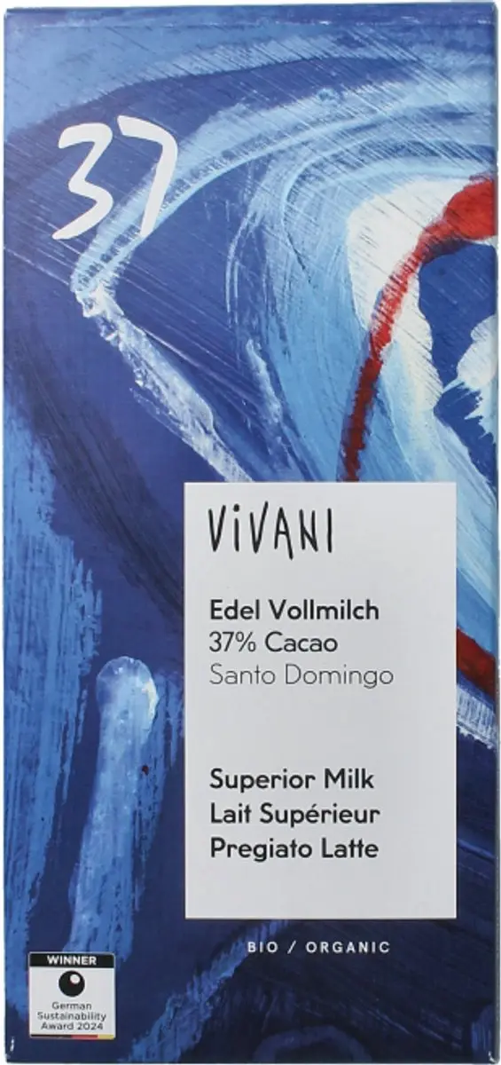 Vivani Superior Milk 37% Bio - 80g - afbeelding 2 van 2