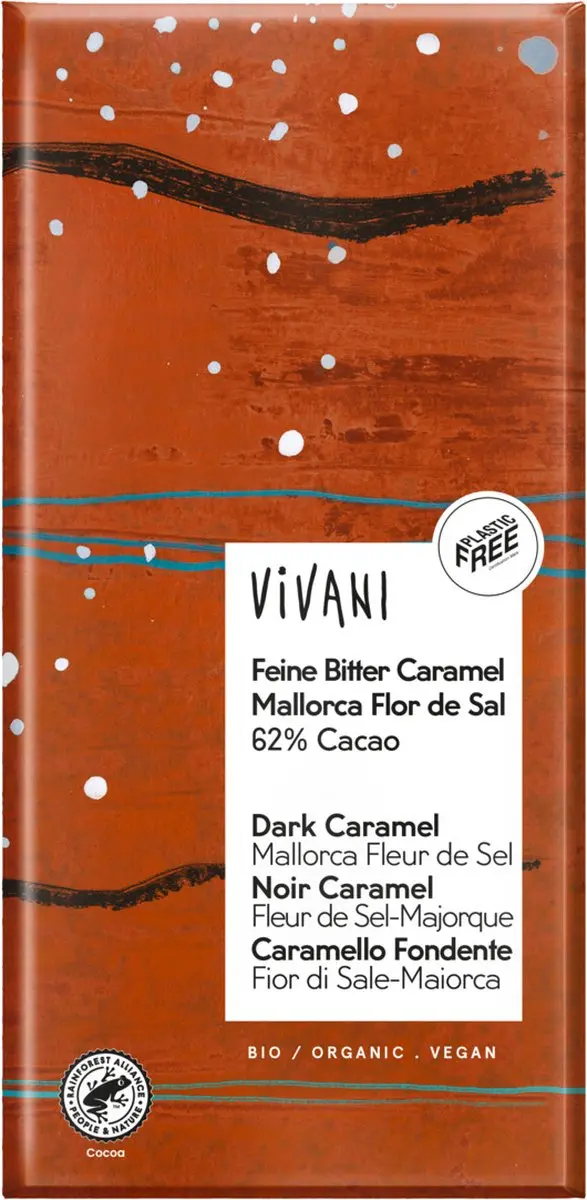 Vivani Chocoladereep Puur Caramel & Zout 80g