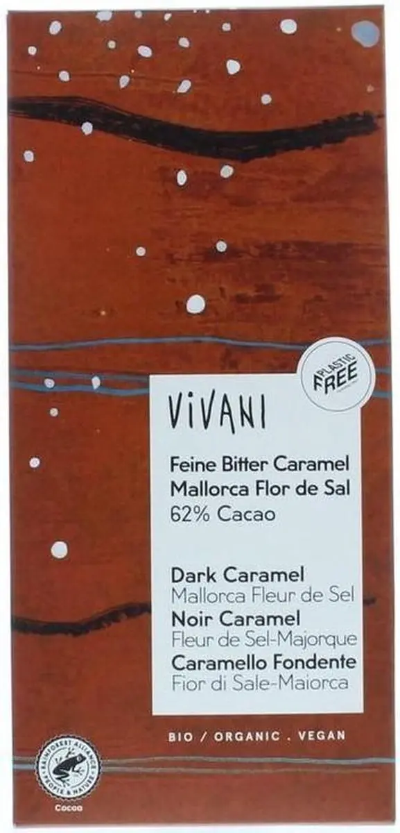 Vivani Chocoladereep Puur Caramel & Zout 80g - afbeelding 3 van 5