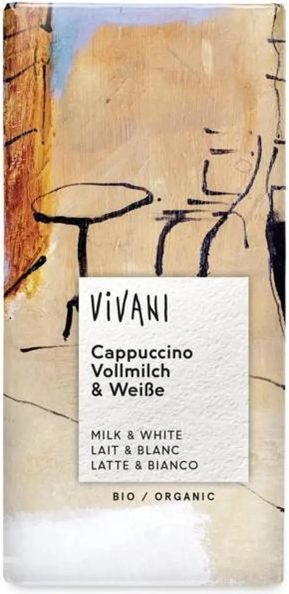 Vivani Chocoladereep Melk/Wit Cappuccino 100g - afbeelding 5 van 5