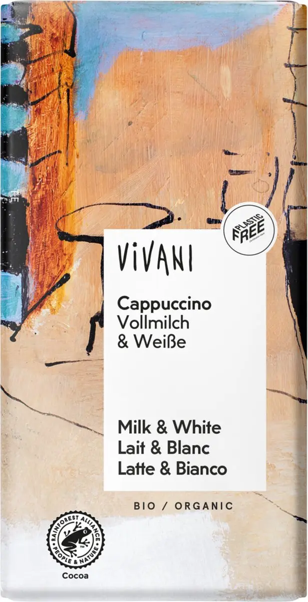 Vivani Chocoladereep Melk/Wit Cappuccino 100g
