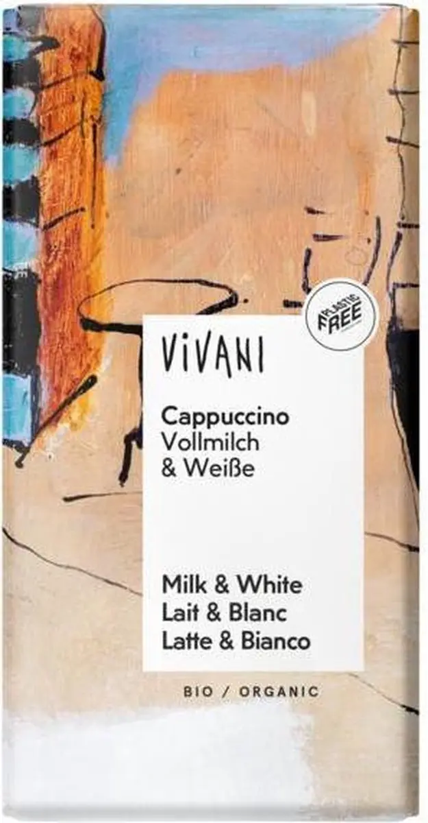 Vivani Chocoladereep Melk/Wit Cappuccino 100g - afbeelding 3 van 5