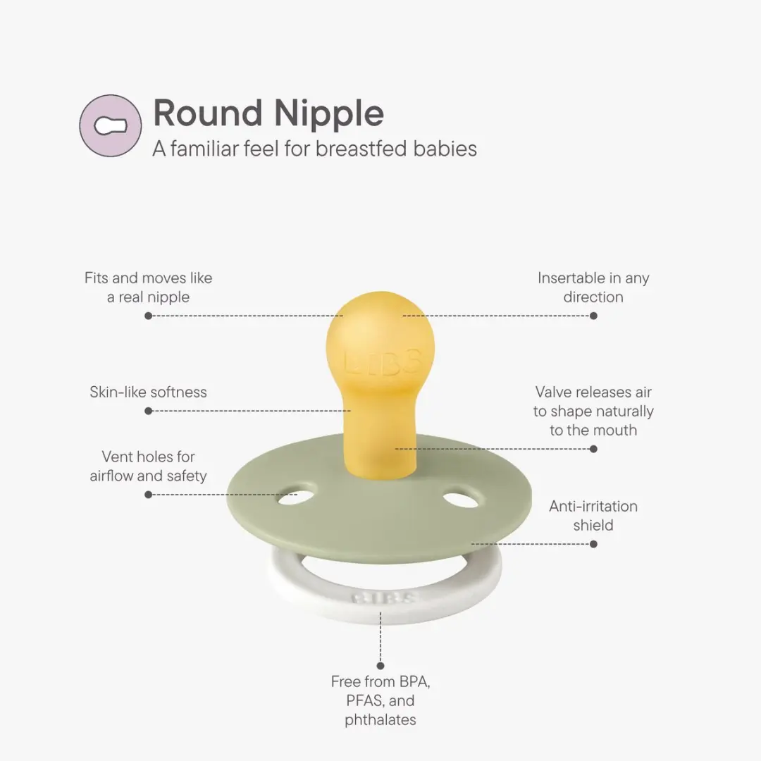 BIBS Colour Glow Fopspeen 2-pack - Rond - Sage/Pine - afbeelding 6 van 6