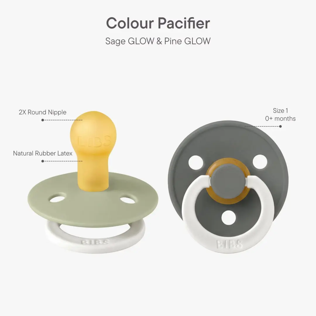 BIBS Colour Glow Fopspeen 2-pack - Rond - Sage/Pine