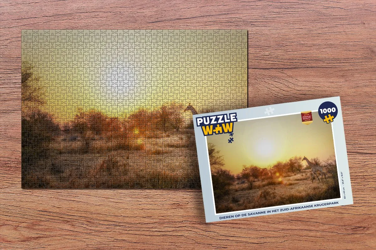 PuzzleWow Legpuzzel Dieren Savanne Krugerpark 1000 Stuks - Multicolor