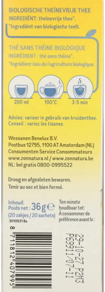 Zonnatura Theinevrije Thee 20 Stuks