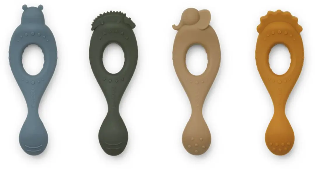Liewood Liva silicone spoon 4-pack Safari/blue multi mix