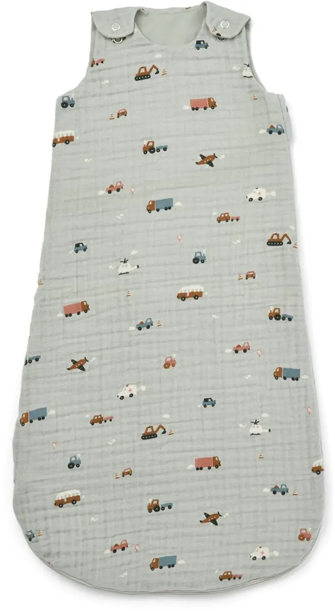 Liewood flora slaapzak vehicles / dove blue