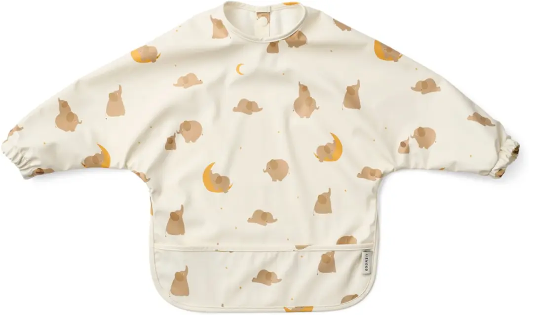 Liewood Merle Printed Cape Bib Elephant / Creme de la creme