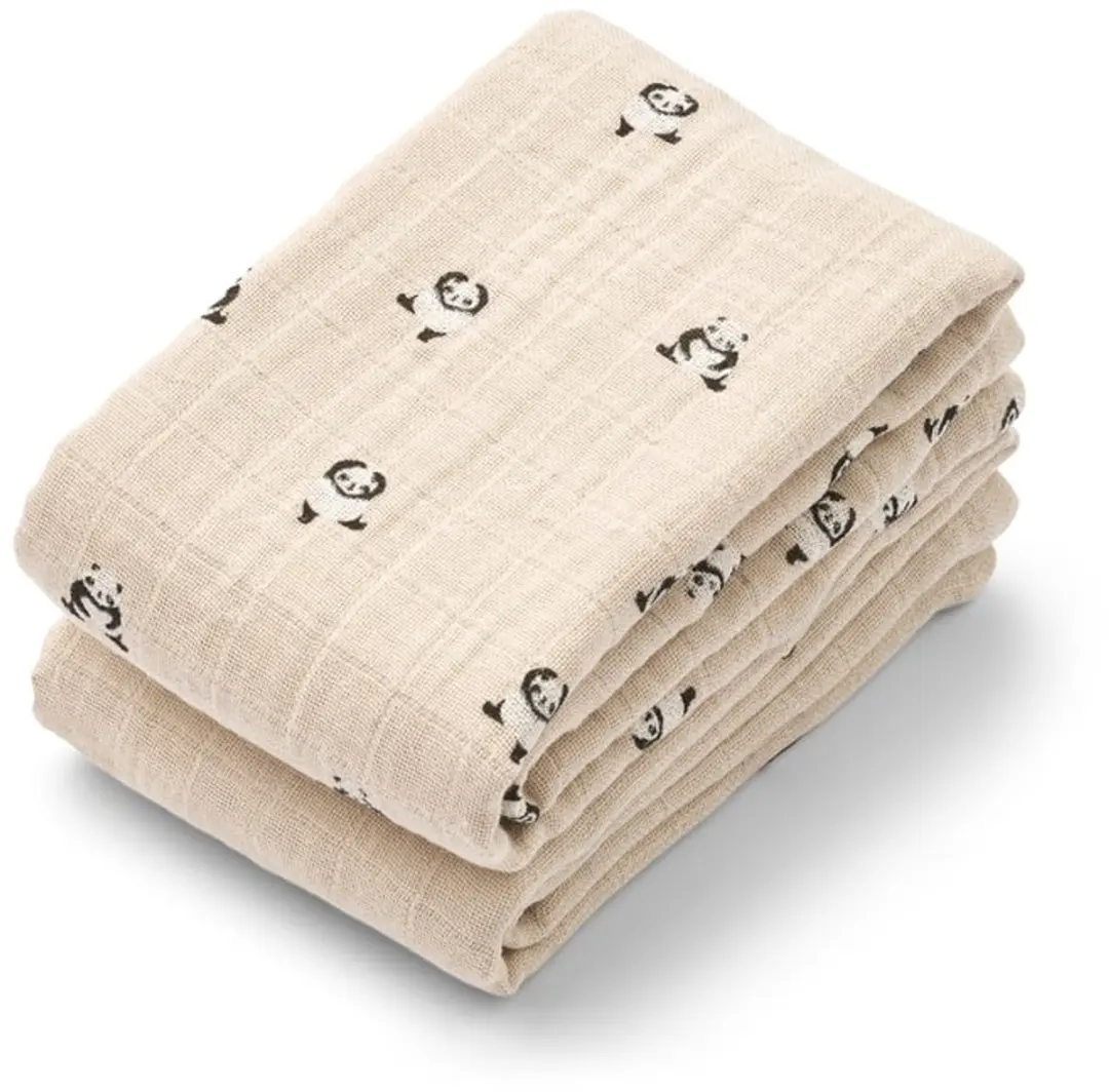 Liewood Hydrofiele Doeken Set Lewis Mini Panda Sandy Mix (set van 2)