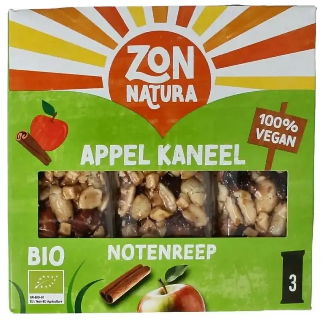 Zonnatura Noten Appel Kaneel Reep Bio - 75g (3x25g)