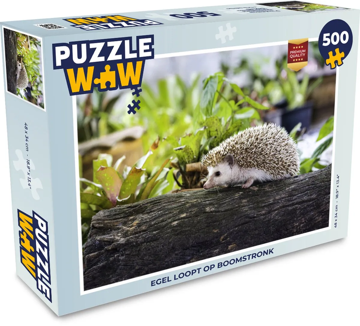 PuzzleWow Legpuzzel Egel op Boomstronk 500 Stuks - Multicolor
