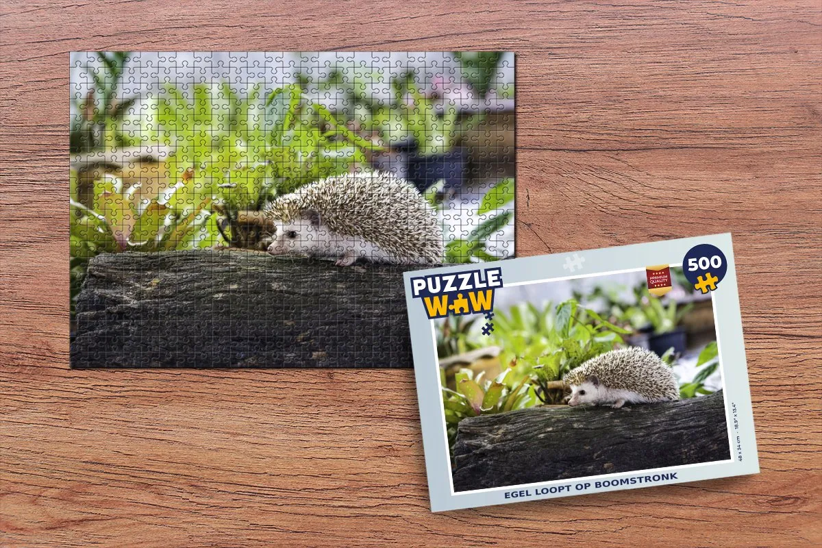 PuzzleWow Legpuzzel Egel op Boomstronk 500 Stuks
