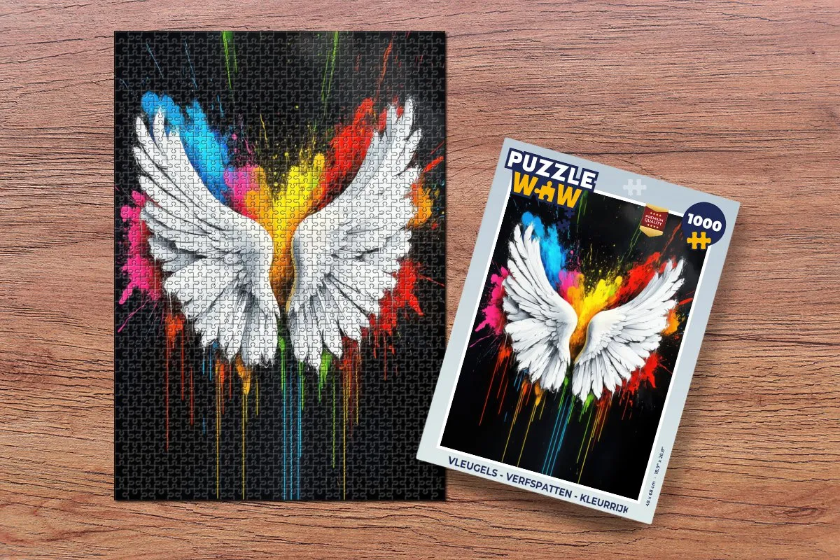 PuzzleWow Vleugels - Verfspatten Legpuzzel 1000 Stuks - Kleurrijk