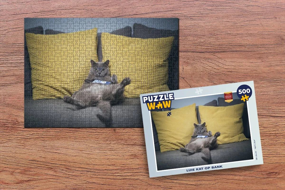 PuzzleWow Kat Bank Lui Legpuzzel 500 Stuks - Multicolor
