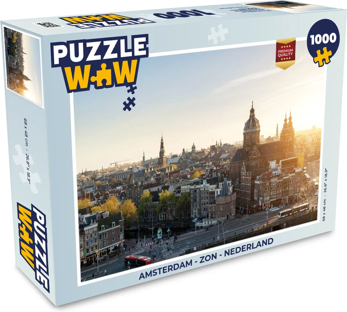 PuzzleWow Legpuzzel Amsterdam Zon Nederland 1000 Stuks - Multicolor