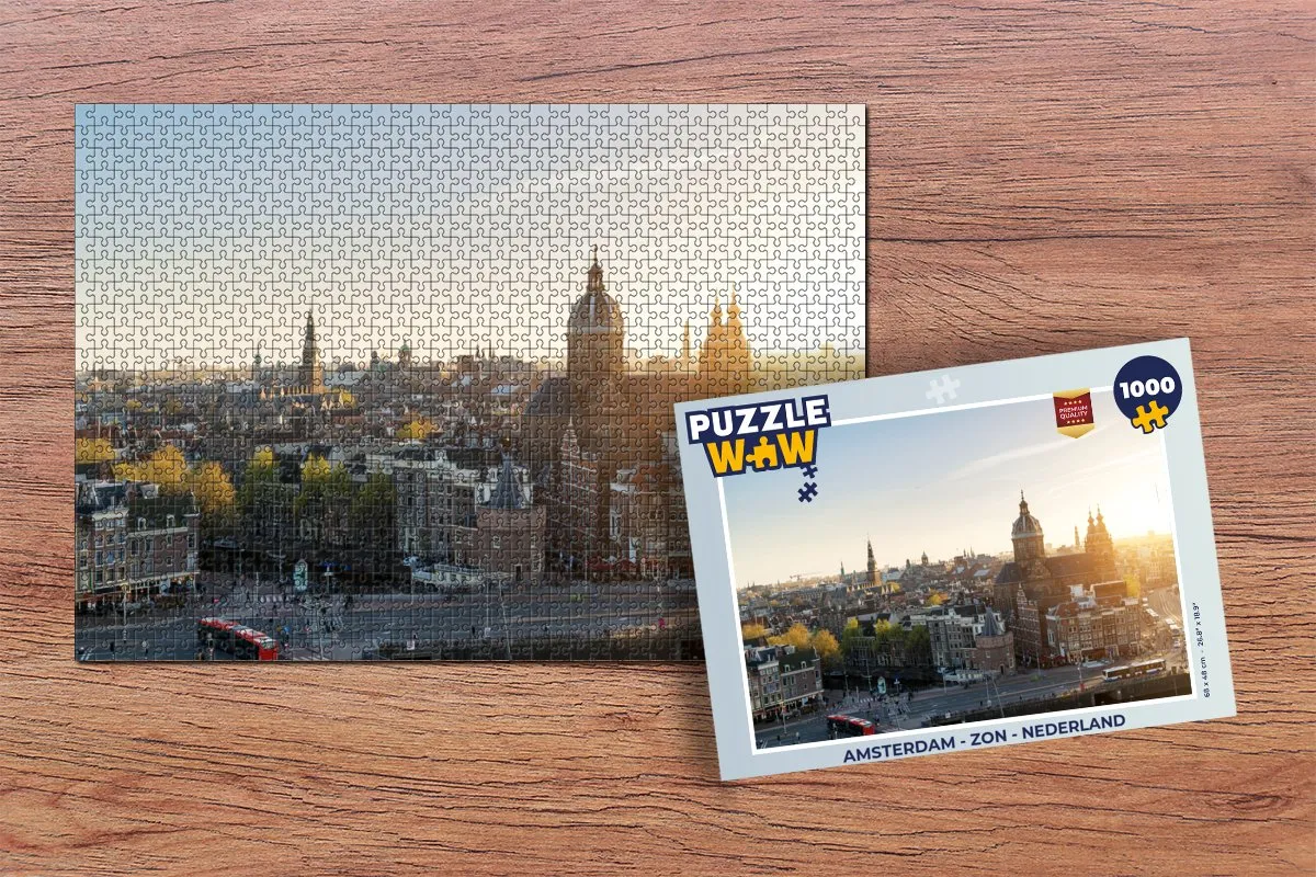 PuzzleWow Legpuzzel Amsterdam Zon Nederland 1000 Stuks - Multicolor