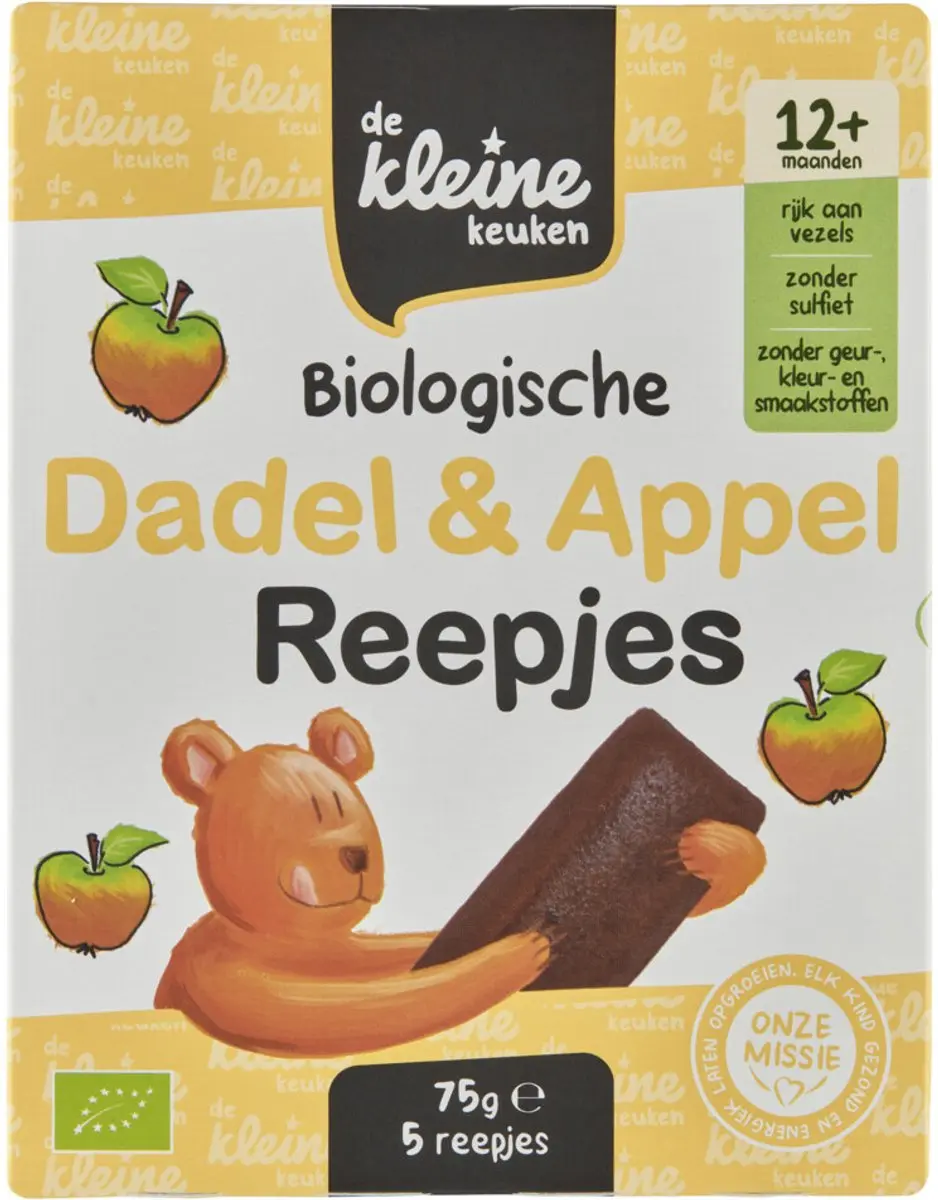 de Kleine Keuken Bio Dadel & Appelreepjes 75 gr