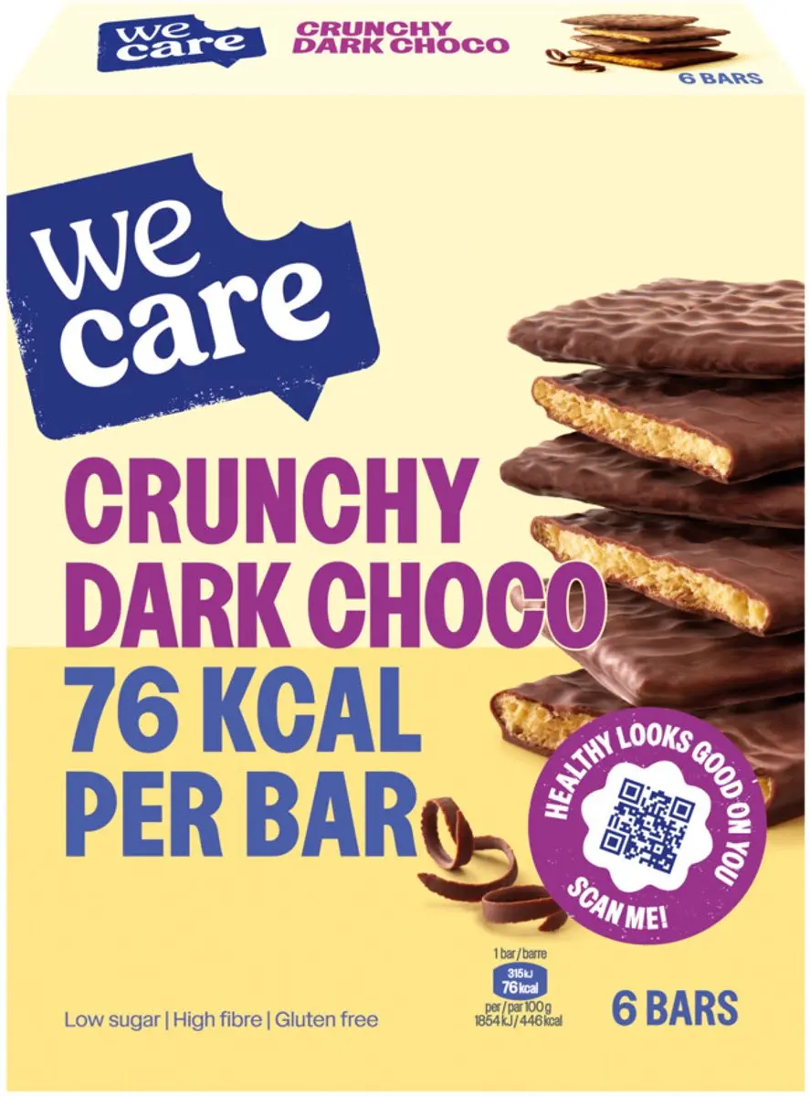 weCare Bars Crunchy Dark Choco 102g