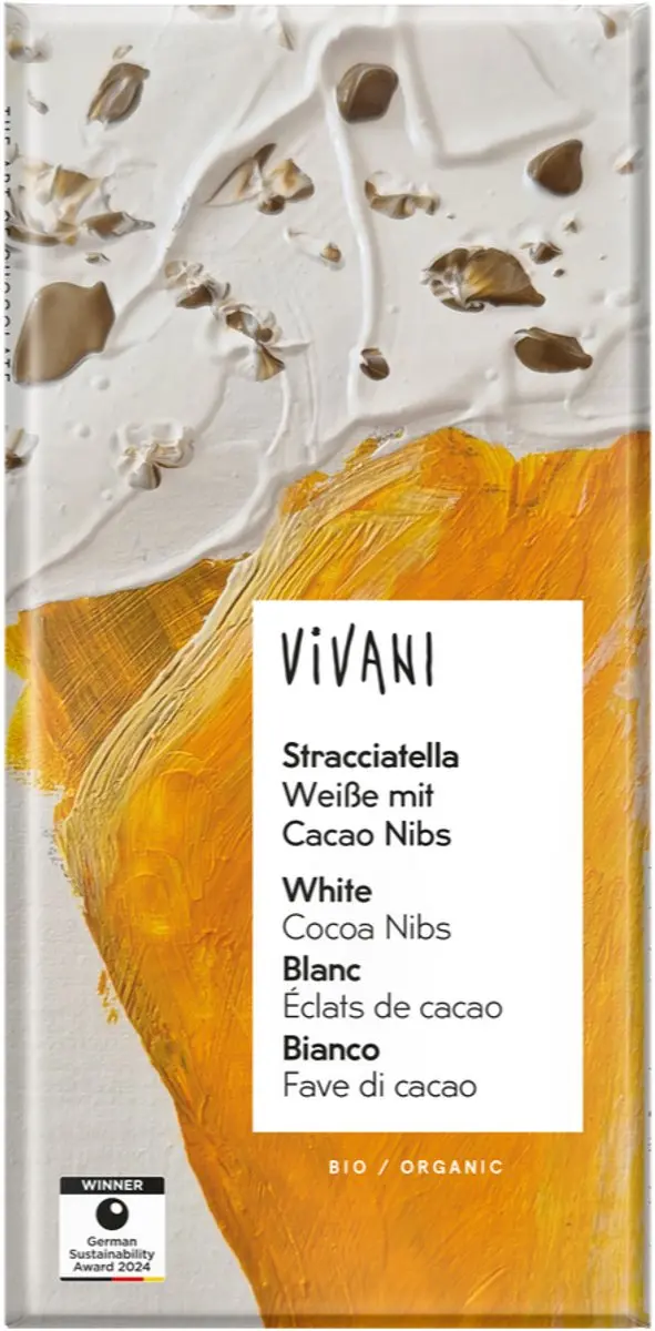 Vivani Stracciatella White Chocolate Cacao Nibs 80g