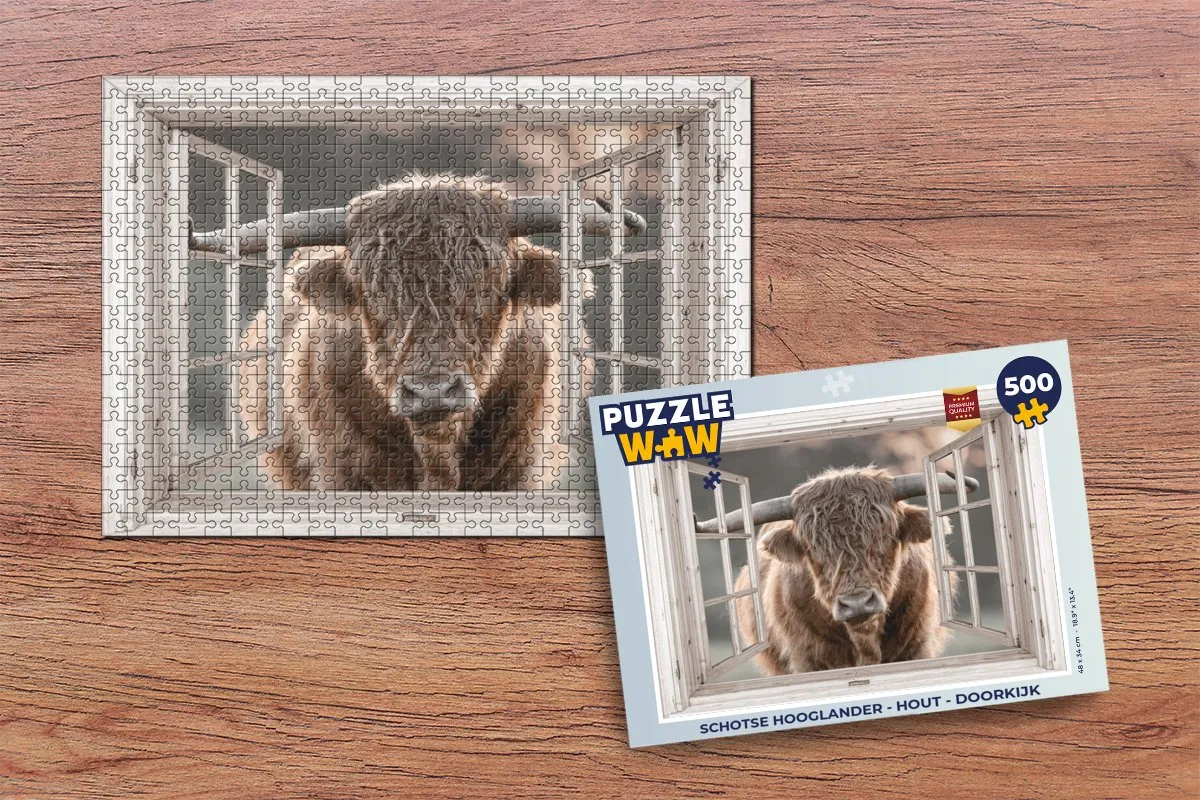 PuzzleWow Schotse Hooglander Legpuzzel 500 Stuks - Multicolor