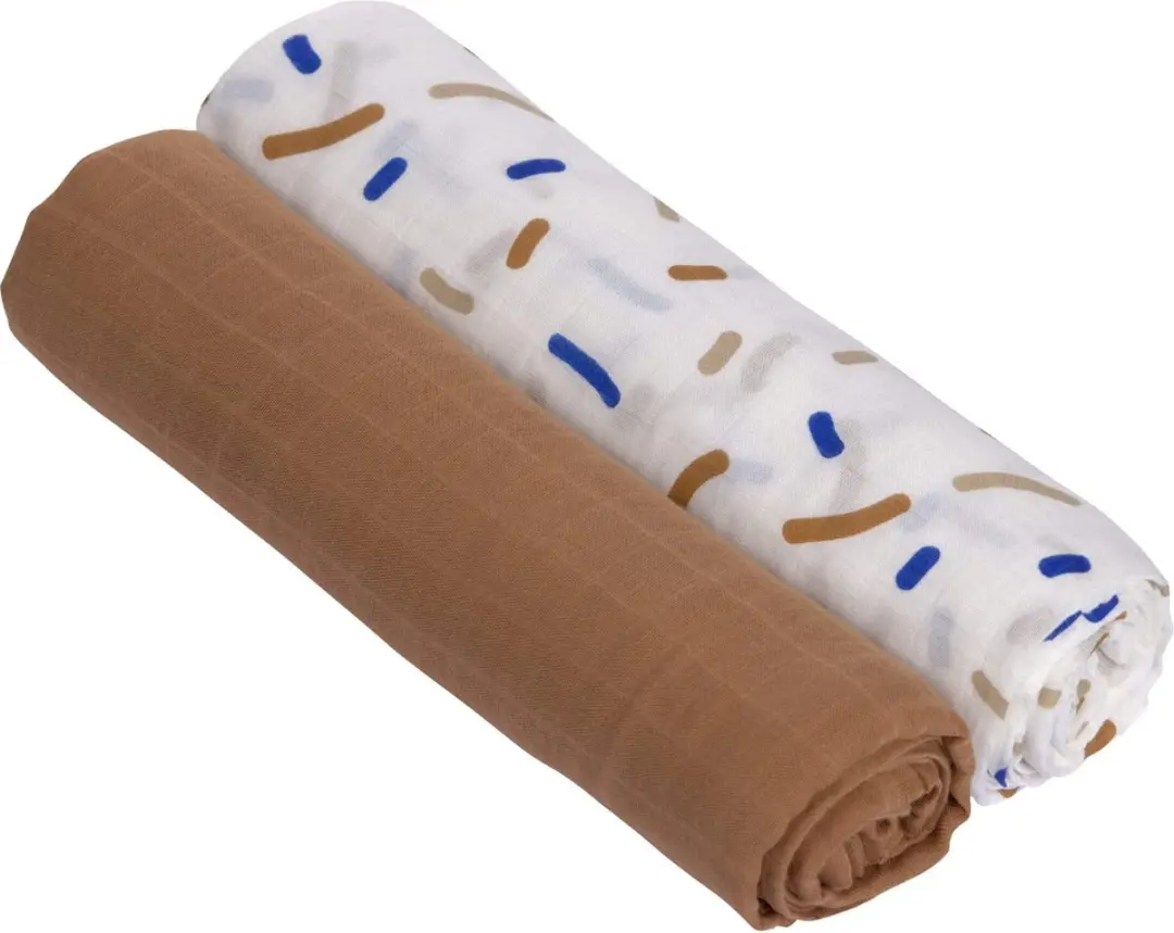 Lässig Hydrofiele luier swaddle doek 120x120cm XL Little Mateys royal blue 2 st