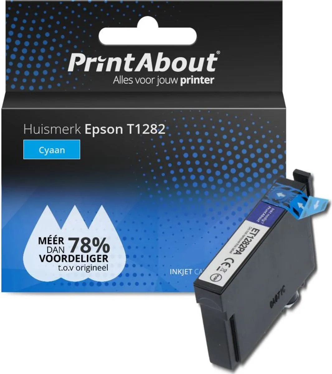 PrintAbout Epson T1282-PA Inktcartridge Cyaan
