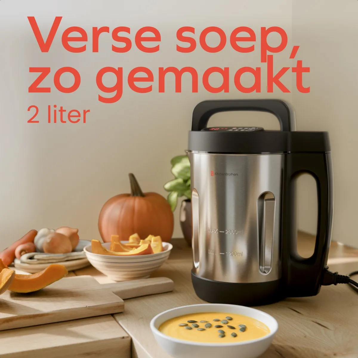 KitchenBrothers Soepmaker 2L - 5 Programma's - 800W