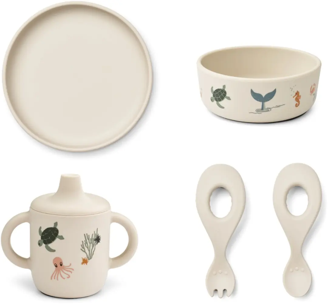 Liewood Ryle Printed Tableware Set Sea creature / Sandy