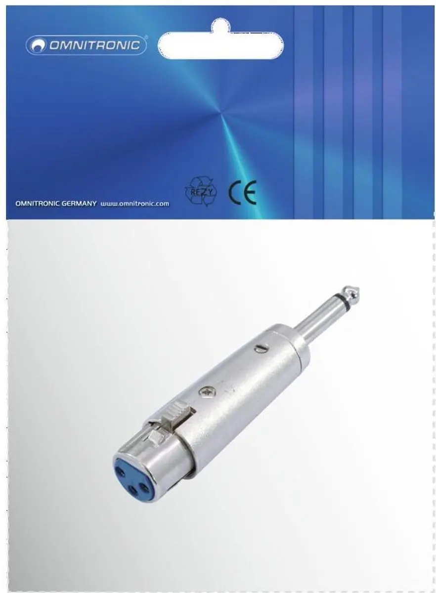 Omnitronic XLR naar Jack 6.3mm Adapter - Zilver