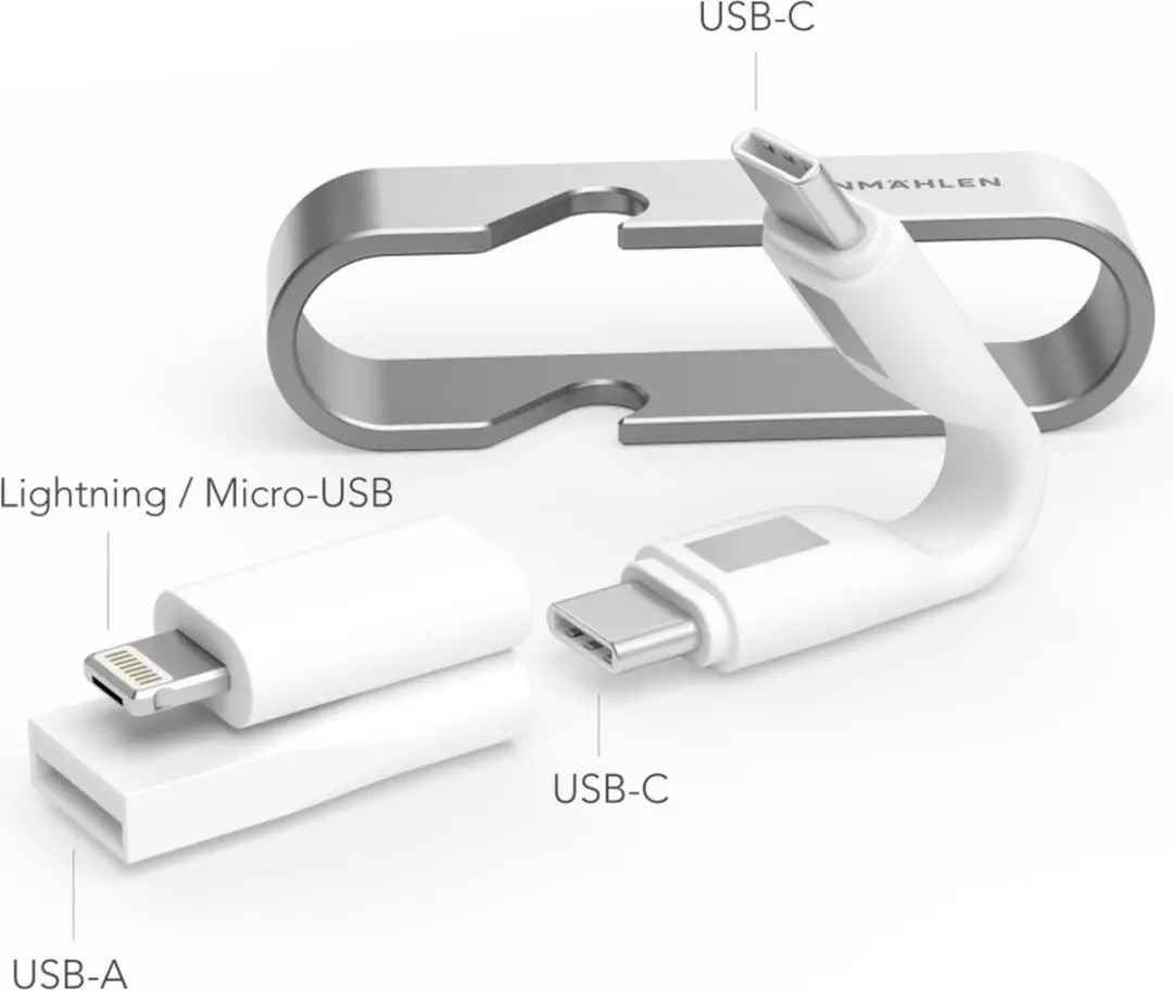 Vonmählen High Six 6-in-1 Kabel USB-A/C - 3A - Wit - afbeelding 3 van 6