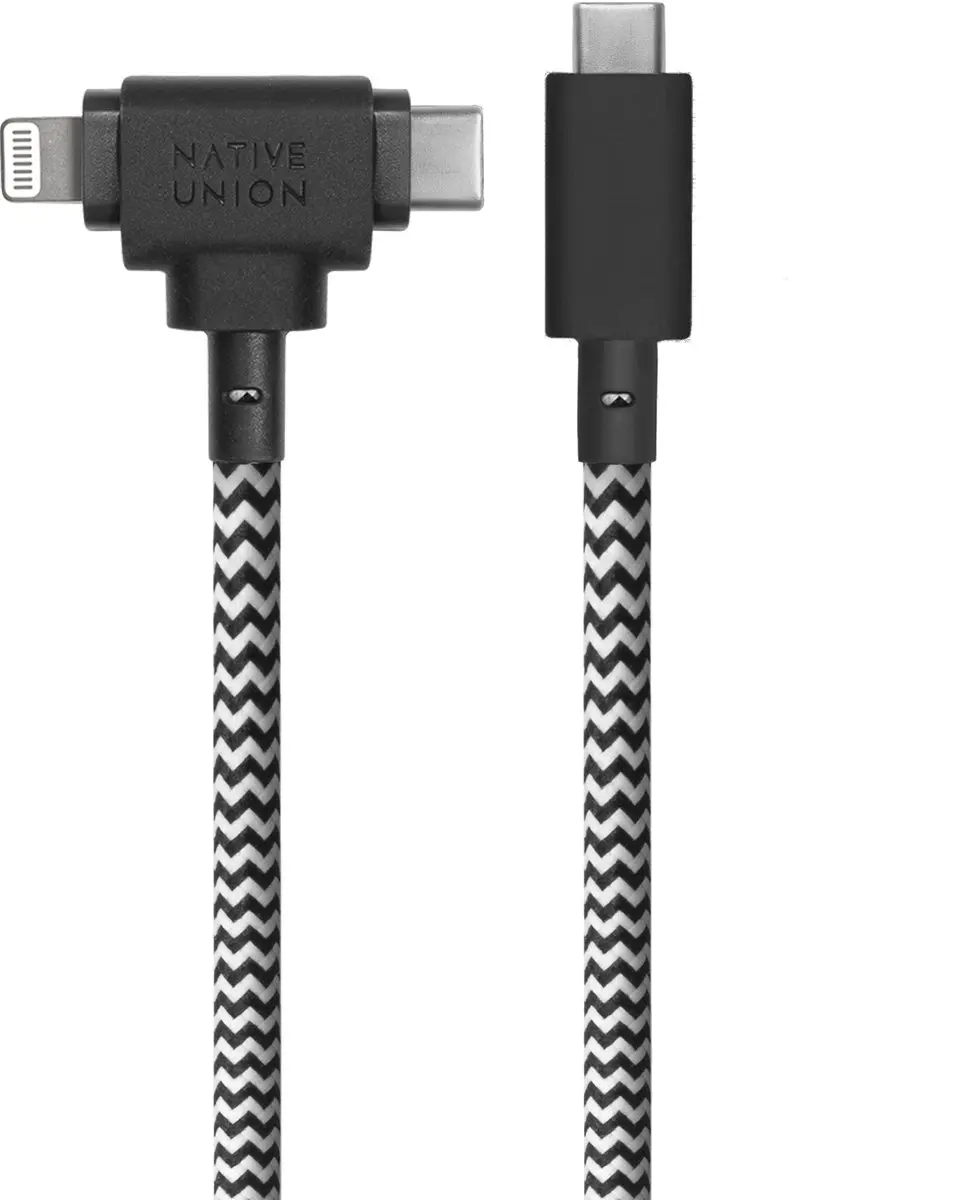 Native Union Belt Cable Duo USB-C naar Lightning 60W - Zebra