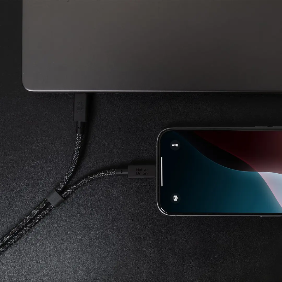Native Union Belt Cable USB-C naar 2x USB-C 2M 140W - Zwart