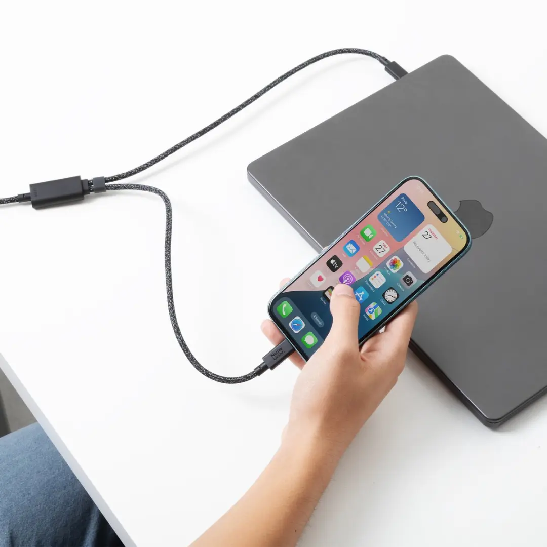 Native Union Belt Cable USB-C naar 2x USB-C 2M 140W - Zwart