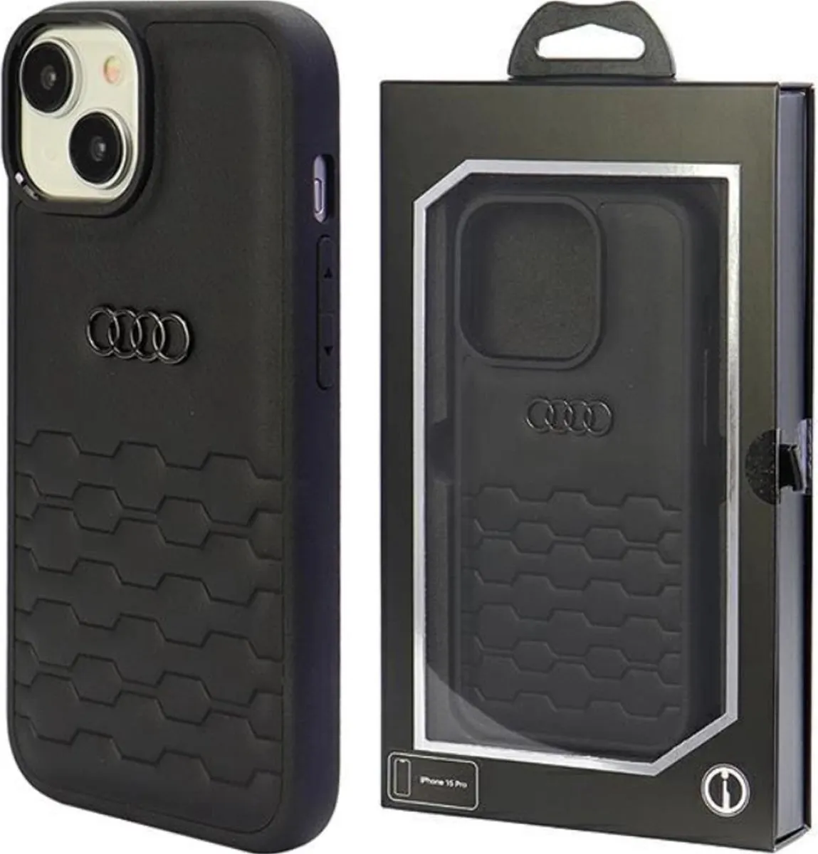 Audi GT Leather Back Case Zwart - iPhone 15 Plus - afbeelding 6 van 6