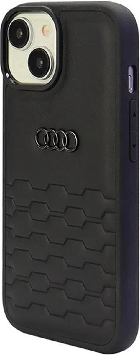 Audi GT Leather Back Case Zwart - iPhone 15 Plus - afbeelding 5 van 6