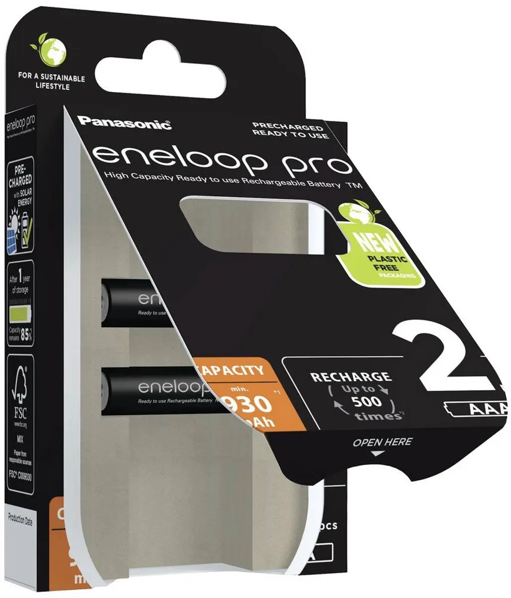 Panasonic eneloop pro BK-4HCDE/4BE AAA Oplaadbare Batterijen 2 Stuks - afbeelding 5 van 6
