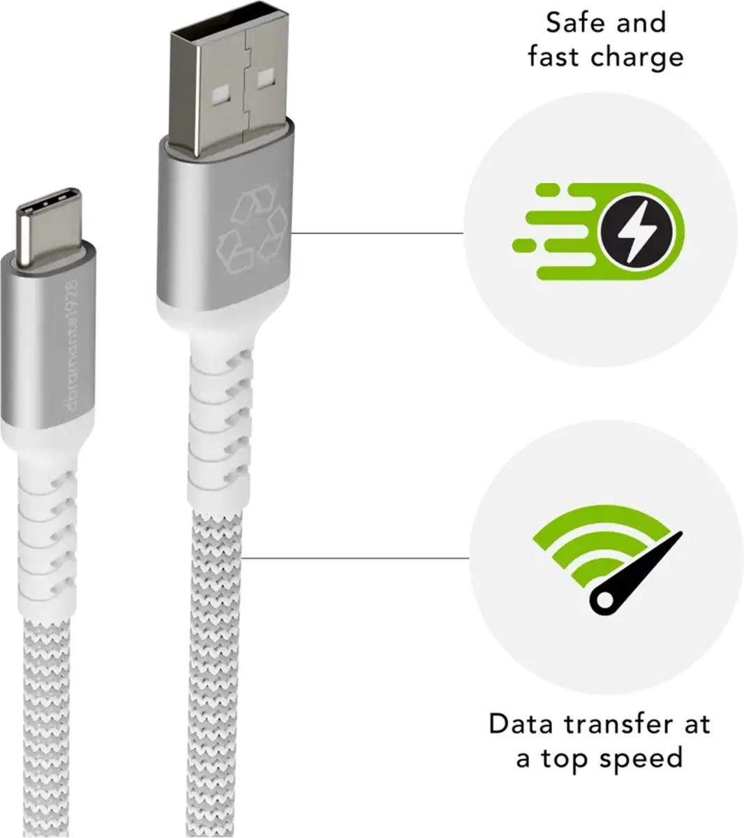 dbramante1928 Re-Charge USB-A naar USB-C Oplaadkabel 1,2m - Wit