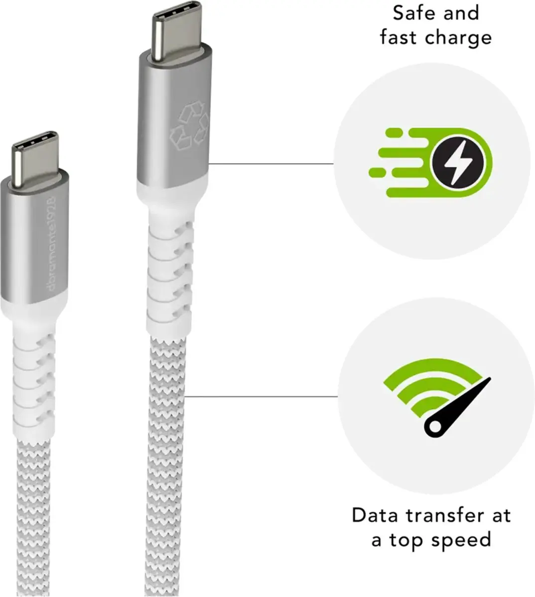 dbramante1928 Re-Charge USB-C Oplaadkabel 100W 1,2m - Wit