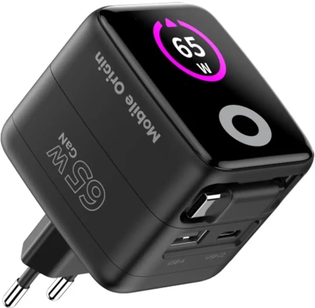 Mobile Origin 65W GaN DisplayLader USB-C - Transparent