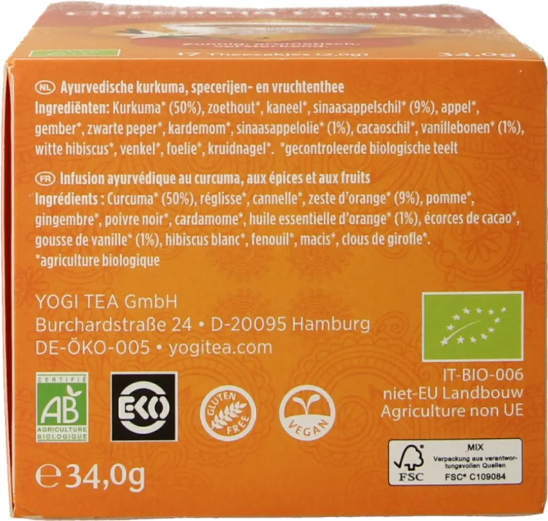Yogi Tea Curcuma/Turmeric Bio Kruidenthee 17 Zakjes